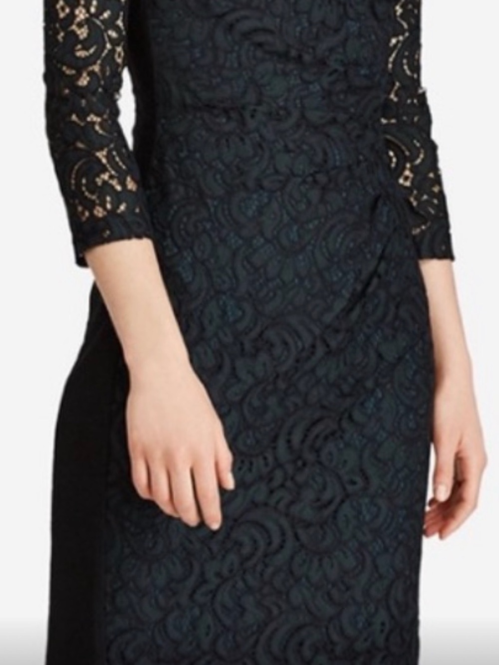 Ralph Lauren Black Lace Long Sleeve Sheath Dress